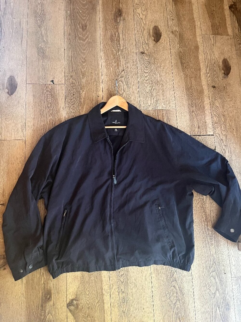 London Fog Men’s Black  Zip-Front Jacket 3X  Lined slit Pockets Point Collar